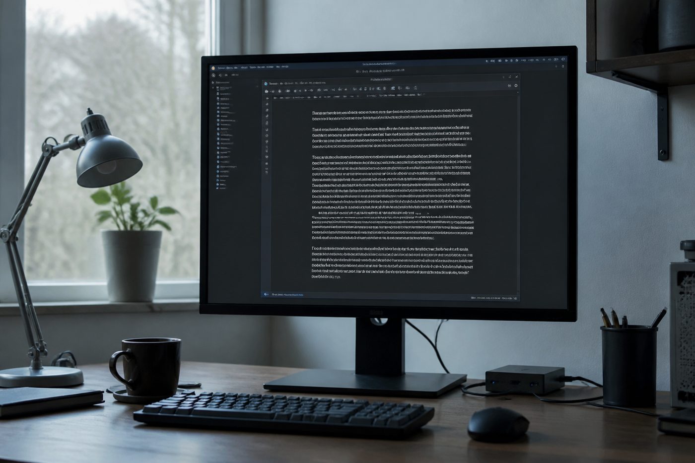 Linux desktop workstation with a document window